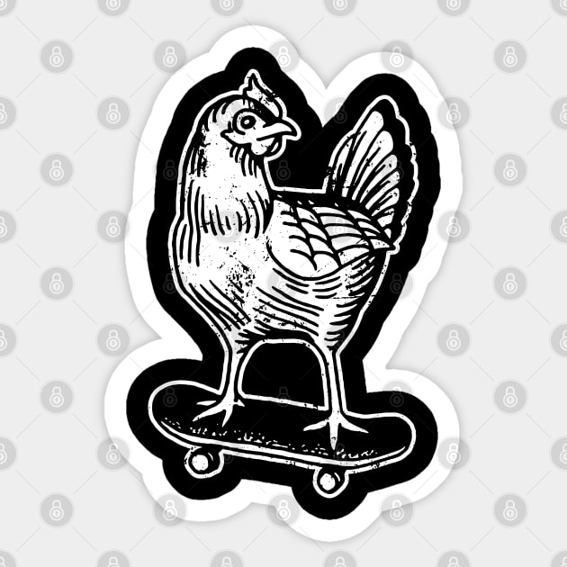 Skateboarding Chicken On A Skateboard Sticker by Kushteez